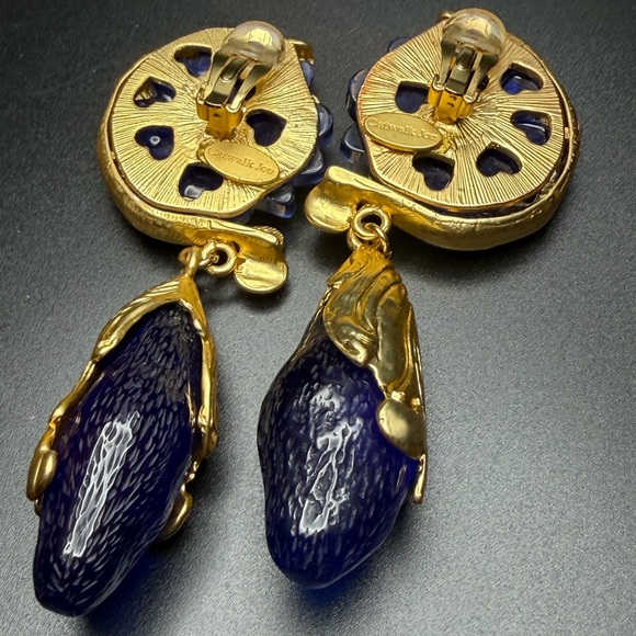 Catwalk Jon - Gold and Blue Earrings - Picture 2 of 4